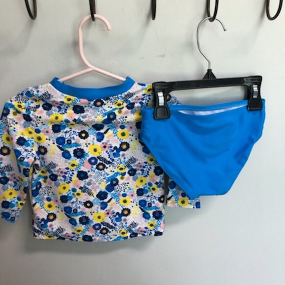 Floatimini floral 2 piece swim suit  size 2T longsleeve  with Bonus HA Sunhat - Picture 3 of 8
